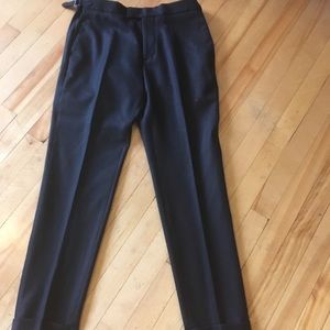 H&M black wool cuffed cropped dress pant side tabs